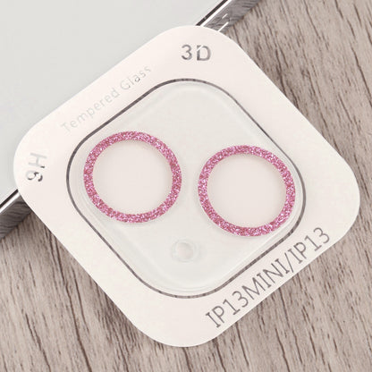 ELECTROPRIME For iPhone 15 / 15 Plus Glitter Ring Tempered Glass Camera Lens Film(Pink)