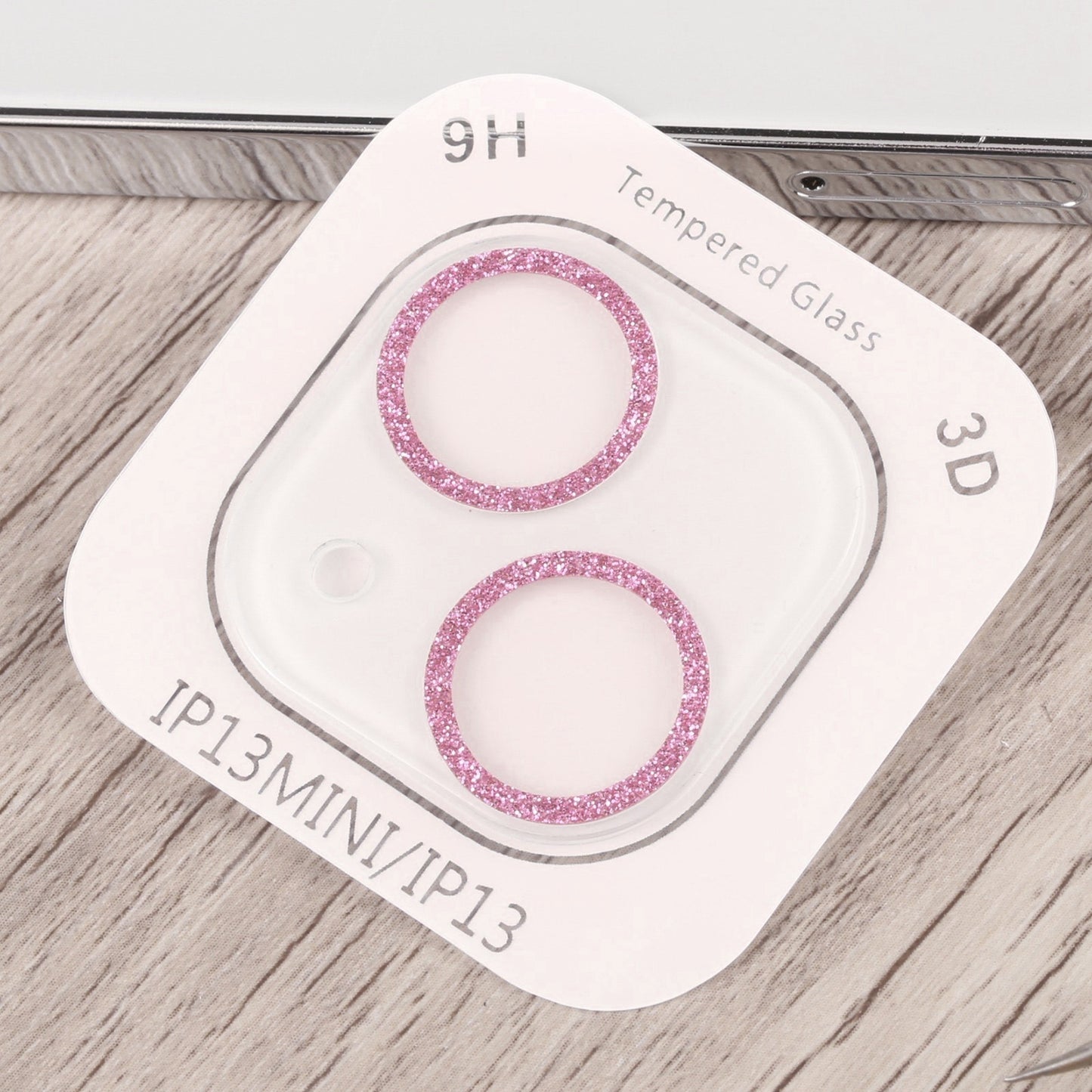 ELECTROPRIME For iPhone 15 / 15 Plus Glitter Ring Tempered Glass Camera Lens Film(Pink)