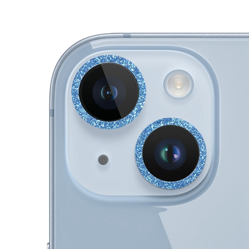 ELECTROPRIME For iPhone 15 / 15 Plus Glitter Ring Tempered Glass Camera Lens Film(Blue)