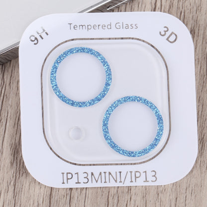 ELECTROPRIME For iPhone 15 / 15 Plus Glitter Ring Tempered Glass Camera Lens Film(Blue)