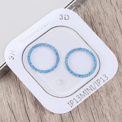 ELECTROPRIME For iPhone 15 / 15 Plus Glitter Ring Tempered Glass Camera Lens Film(Blue)