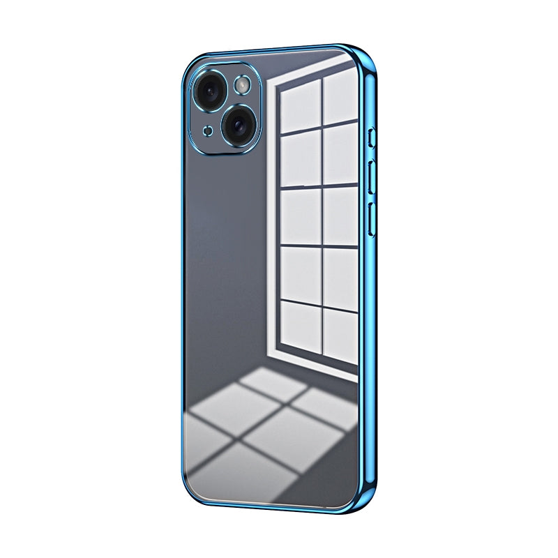 ELECTROPRIME For iPhone 15 Plus Transparent Plating Fine Hole Phone Case(Blue)