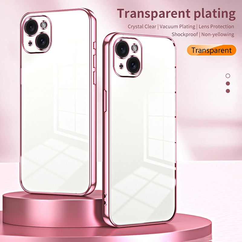 ELECTROPRIME For iPhone 15 Plus Transparent Plating Fine Hole Phone Case(Blue)