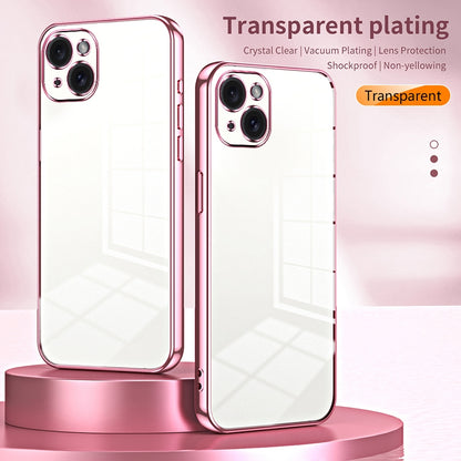 ELECTROPRIME For iPhone 15 Plus Transparent Plating Fine Hole Phone Case(Blue)