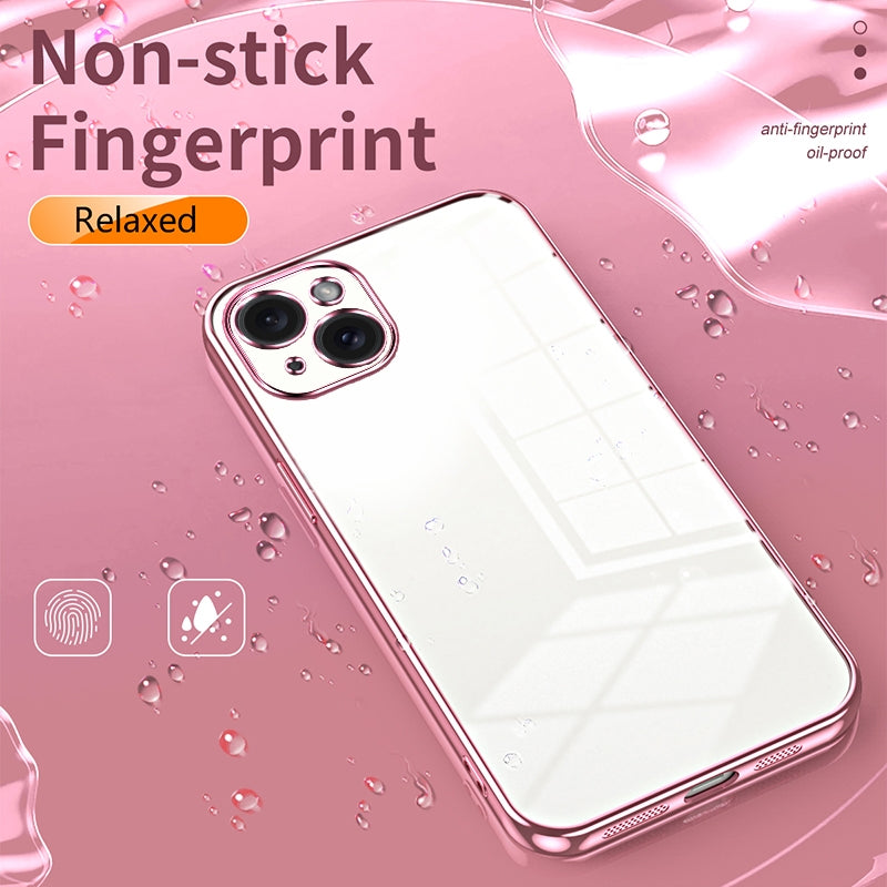 ELECTROPRIME For iPhone 15 Plus Transparent Plating Fine Hole Phone Case(Blue)
