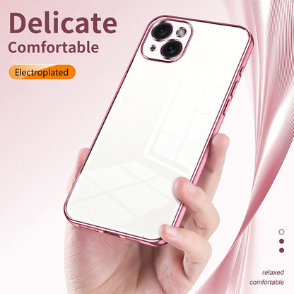 ELECTROPRIME For iPhone 15 Plus Transparent Plating Fine Hole Phone Case(Blue)