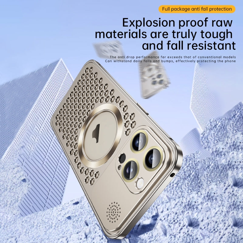 ELECTROPRIME For iPhone 15 Plus Spring Buckle MagSafe Magnetic Metal Aromatherapy Phone Case(Silver)