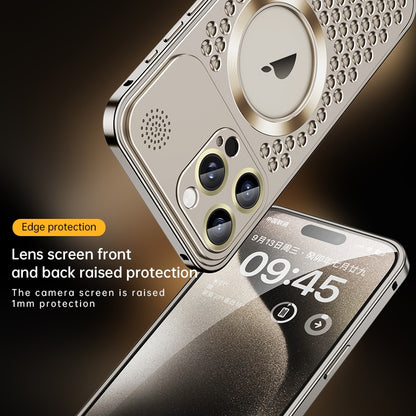 ELECTROPRIME For iPhone 15 Plus Spring Buckle MagSafe Magnetic Metal Aromatherapy Phone Case(Silver)