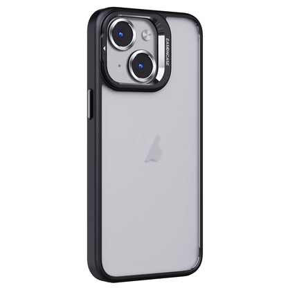 ELECTROPRIME For iPhone 15 Plus Invisible Lens Holder PC + TPU Frosted Phone Case(Black)
