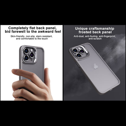 ELECTROPRIME For iPhone 15 Plus Invisible Lens Holder PC + TPU Frosted Phone Case(Black)