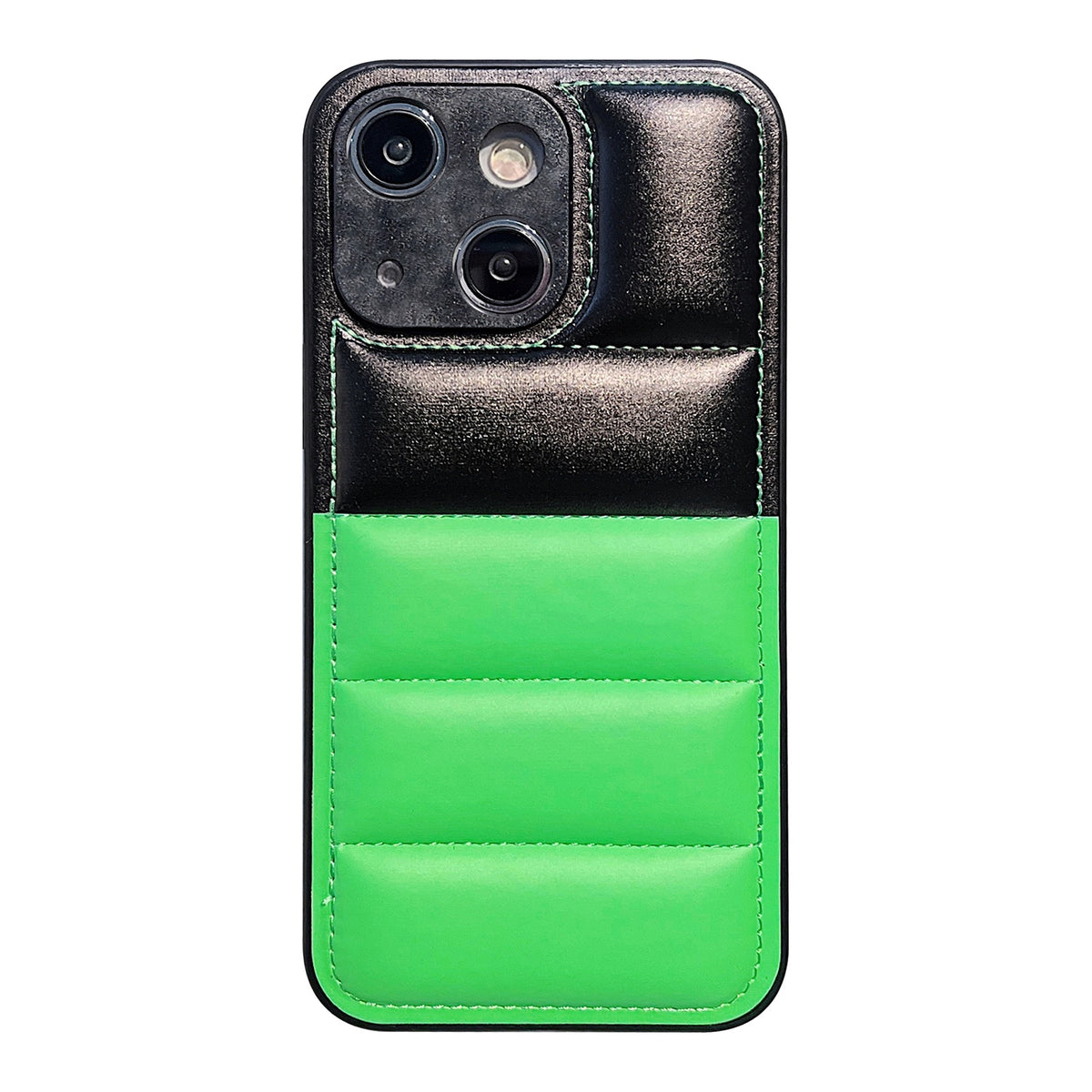 ELECTROPRIME For iPhone 15 Color Block Down Jacket Phone Case(Black Green)