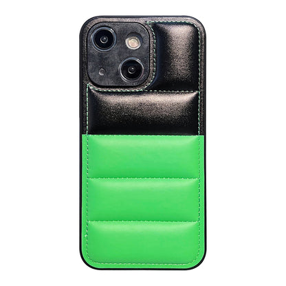 ELECTROPRIME For iPhone 15 Color Block Down Jacket Phone Case(Black Green)