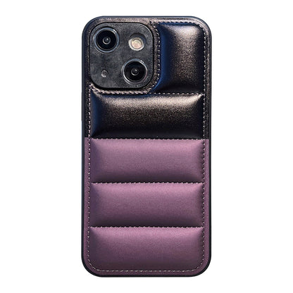 ELECTROPRIME For iPhone 15 Color Block Down Jacket Phone Case(Black Purple)