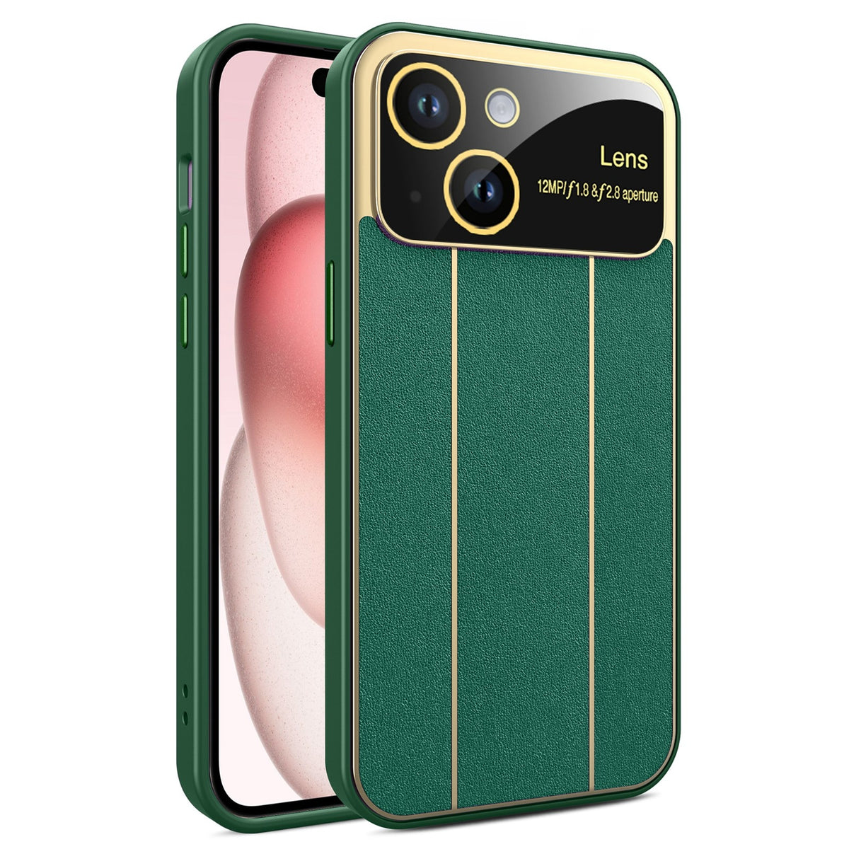 ELECTROPRIME For iPhone 15 Electroplating Litchi Grain Large Window Phone Case(Green)