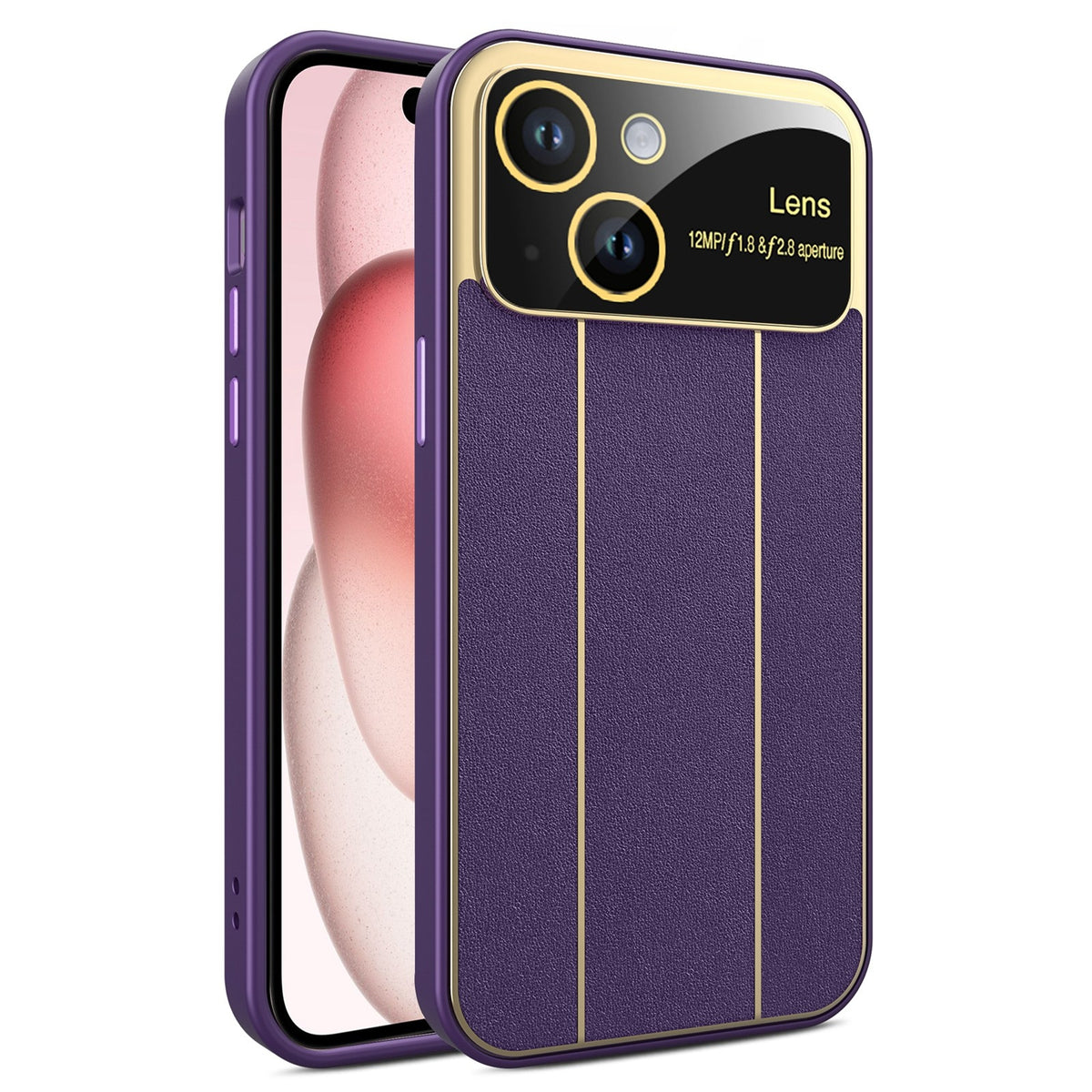 ELECTROPRIME For iPhone 15 Electroplating Litchi Grain Large Window Phone Case(Purple)