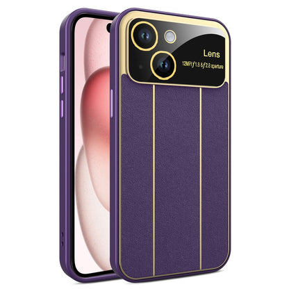 ELECTROPRIME For iPhone 15 Electroplating Litchi Grain Large Window Phone Case(Purple)