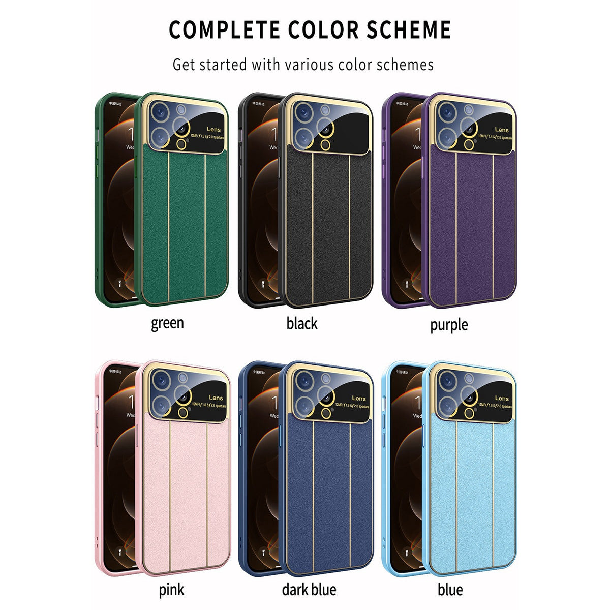 ELECTROPRIME For iPhone 15 Electroplating Litchi Grain Large Window Phone Case(Dark Blue)