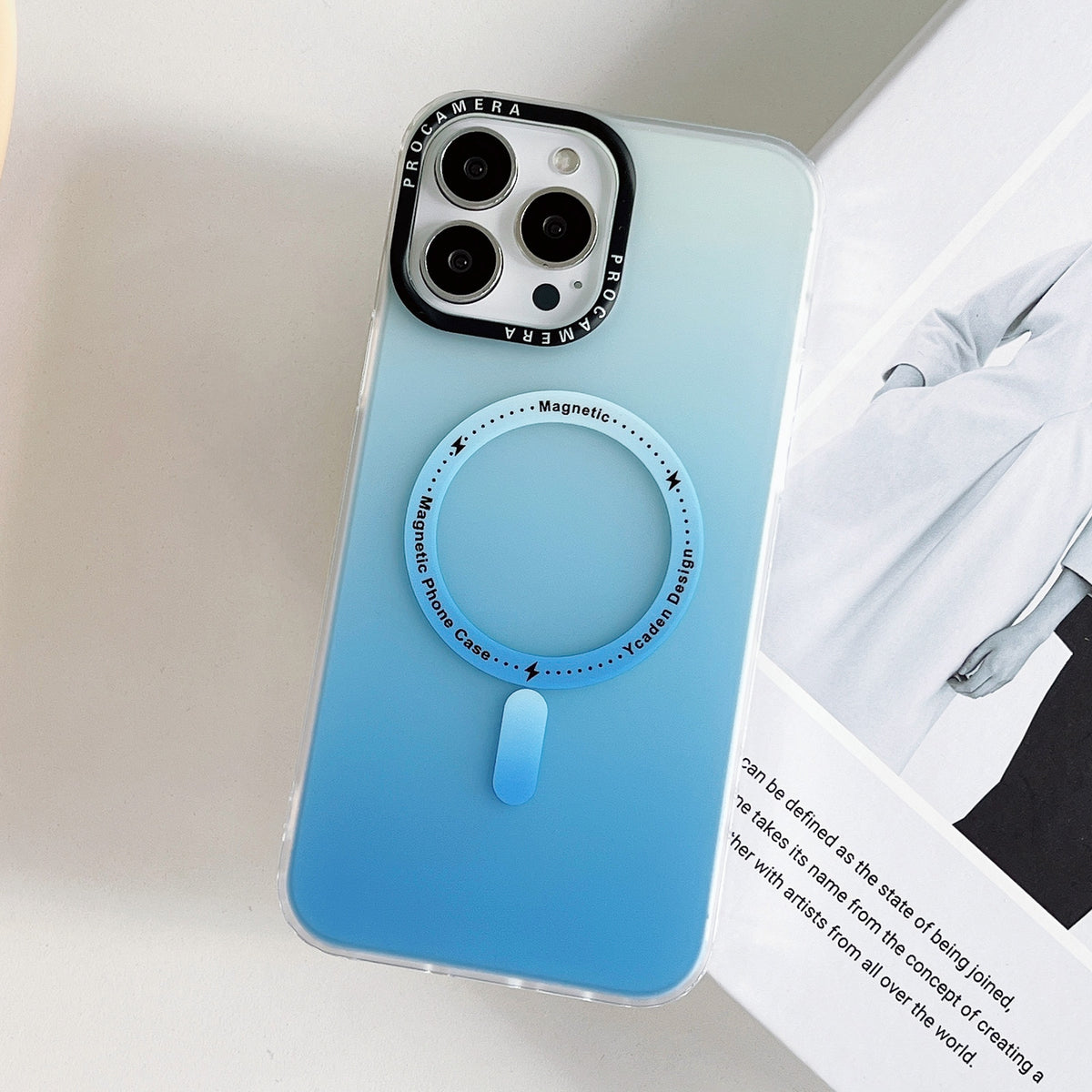 ELECTROPRIME For iPhone 15 Plus Gradient IMD PC Hybrid TPU MagSafe Phone Case(Blue)