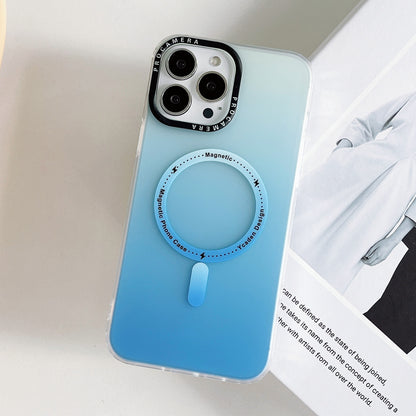 ELECTROPRIME For iPhone 15 Plus Gradient IMD PC Hybrid TPU MagSafe Phone Case(Blue)