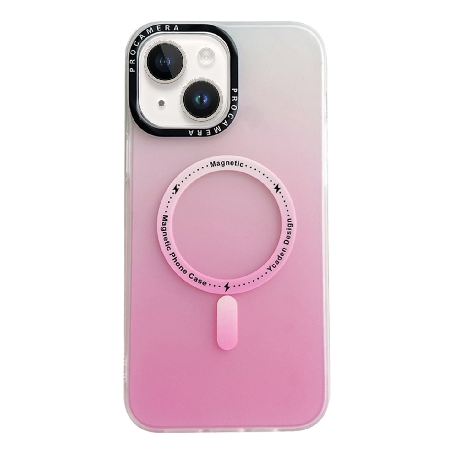 ELECTROPRIME For iPhone 15 Gradient IMD PC Hybrid TPU MagSafe Phone Case(Pink)