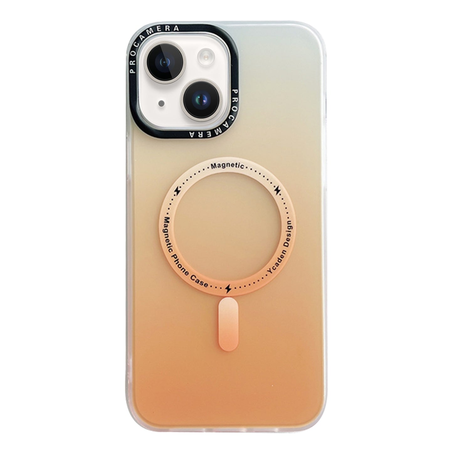ELECTROPRIME For iPhone 15 Gradient IMD PC Hybrid TPU MagSafe Phone Case(Orange)