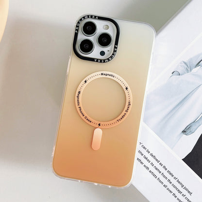 ELECTROPRIME For iPhone 15 Gradient IMD PC Hybrid TPU MagSafe Phone Case(Orange)