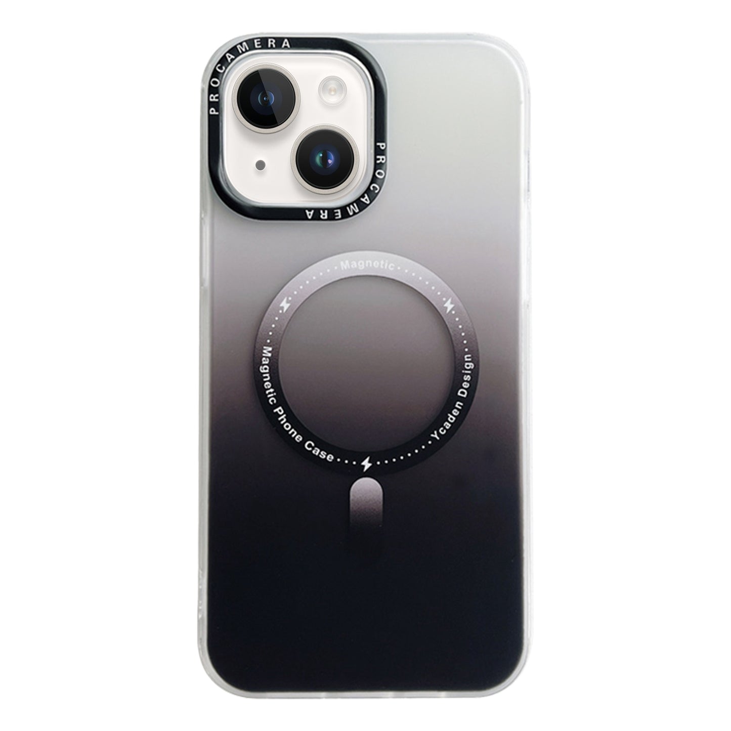ELECTROPRIME For iPhone 15 Gradient IMD PC Hybrid TPU MagSafe Phone Case(Black)