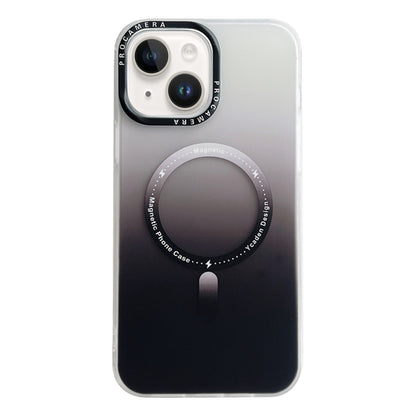 ELECTROPRIME For iPhone 15 Gradient IMD PC Hybrid TPU MagSafe Phone Case(Black)