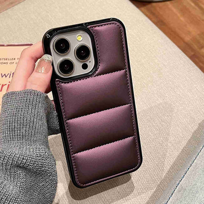 ELECTROPRIME For iPhone 15 Big Hole Eiderdown Airbag Phone Case(Wine Red)