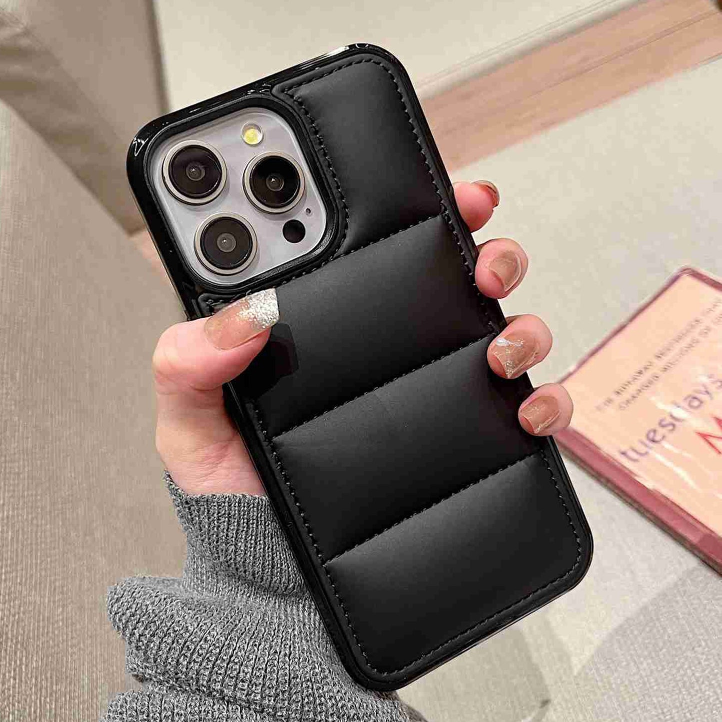 ELECTROPRIME For iPhone 15 Big Hole Eiderdown Airbag Phone Case(Black)