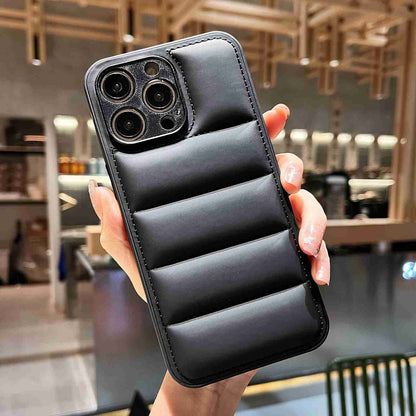 ELECTROPRIME For iPhone 15 Fine Hole Eiderdown Airbag Phone Case(Black)