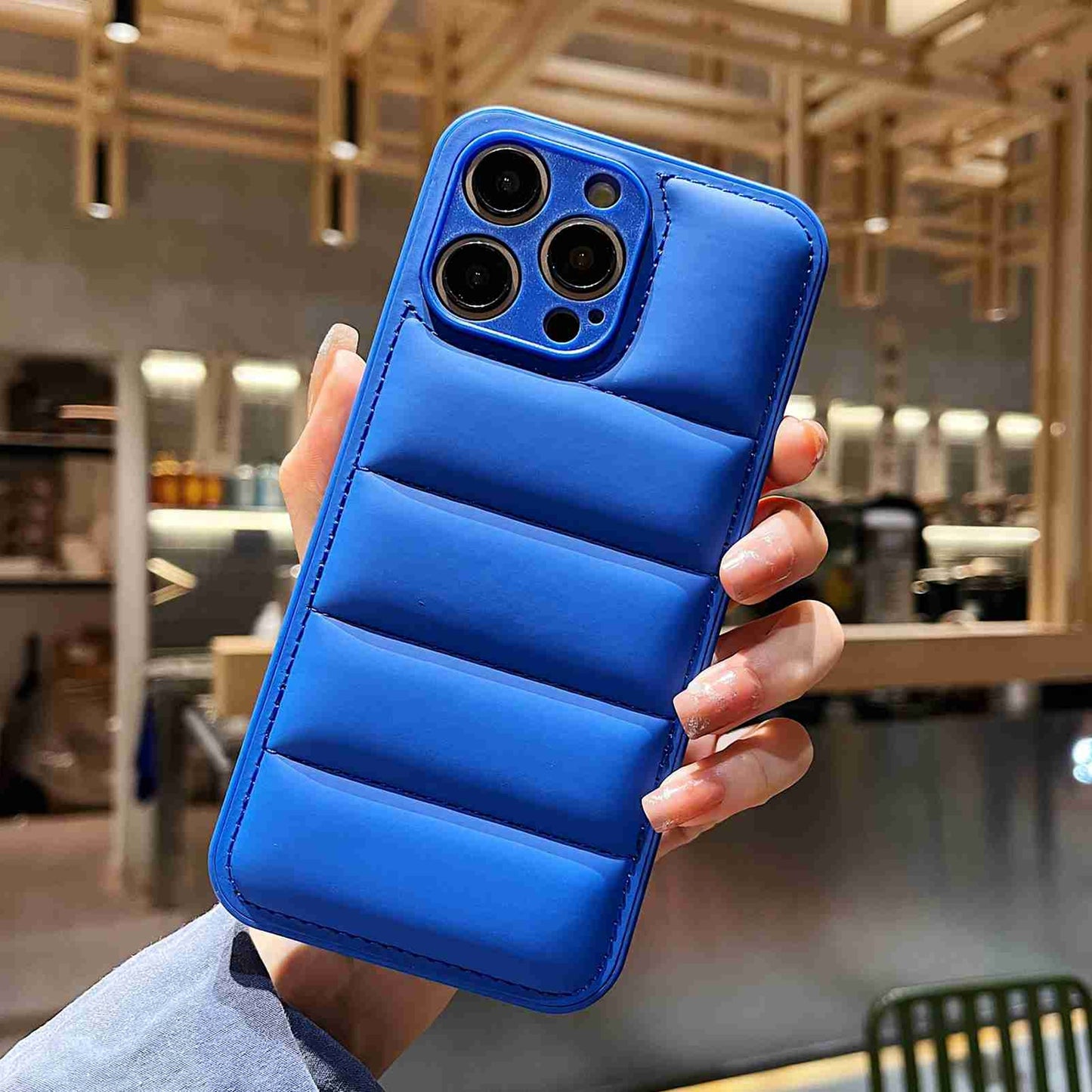 ELECTROPRIME For iPhone 15 Fine Hole Eiderdown Airbag Phone Case(Blue)