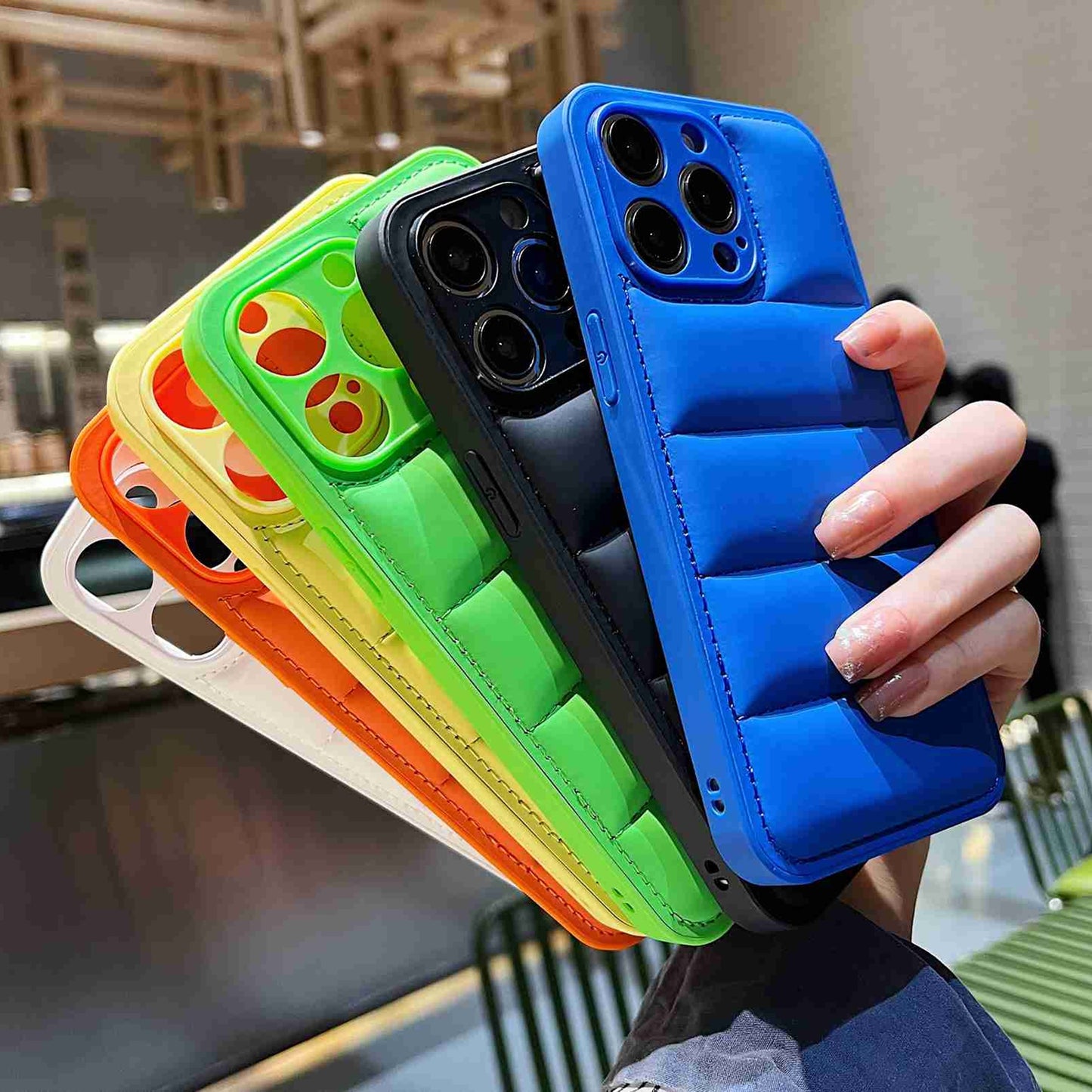 ELECTROPRIME For iPhone 15 Fine Hole Eiderdown Airbag Phone Case(Yellow)