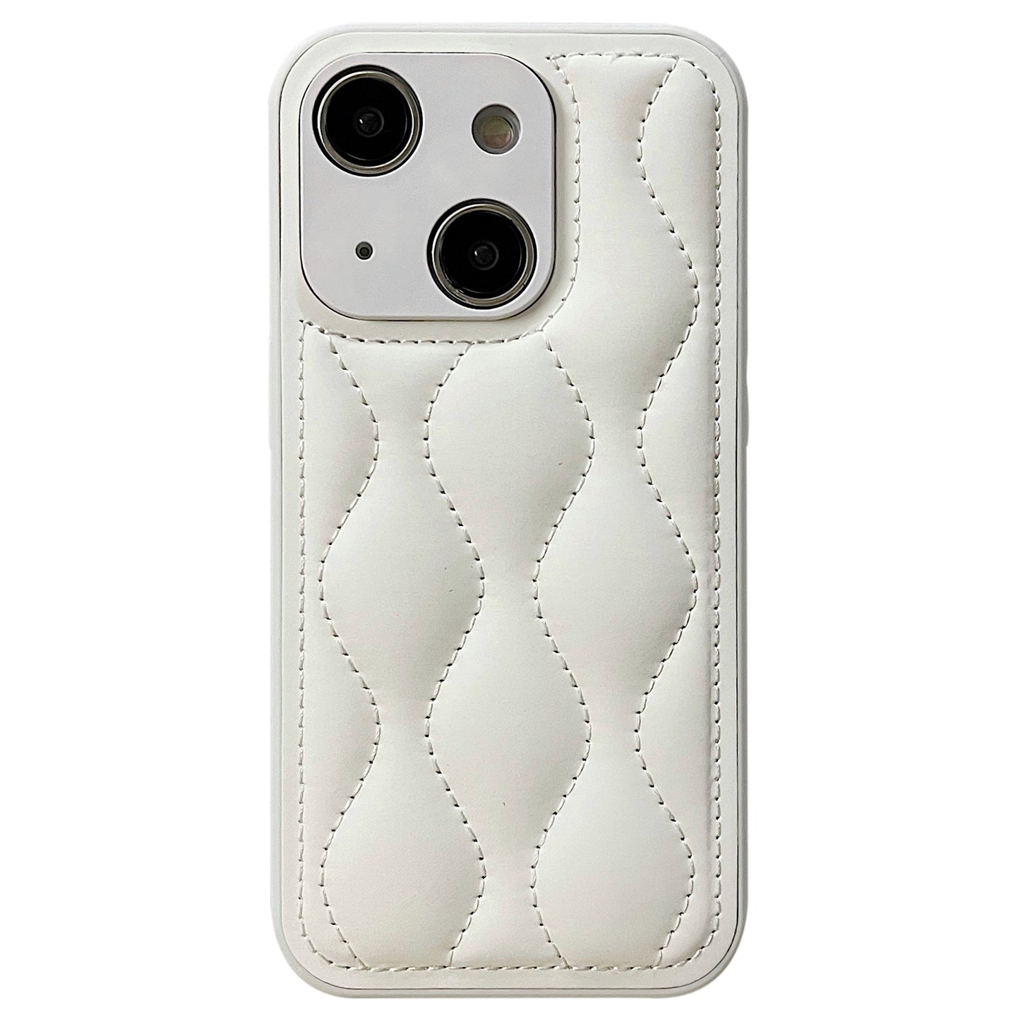 ELECTROPRIME For iPhone 15 Fine Hole 8-shaped Texture Eiderdown Airbag Phone Case(White)