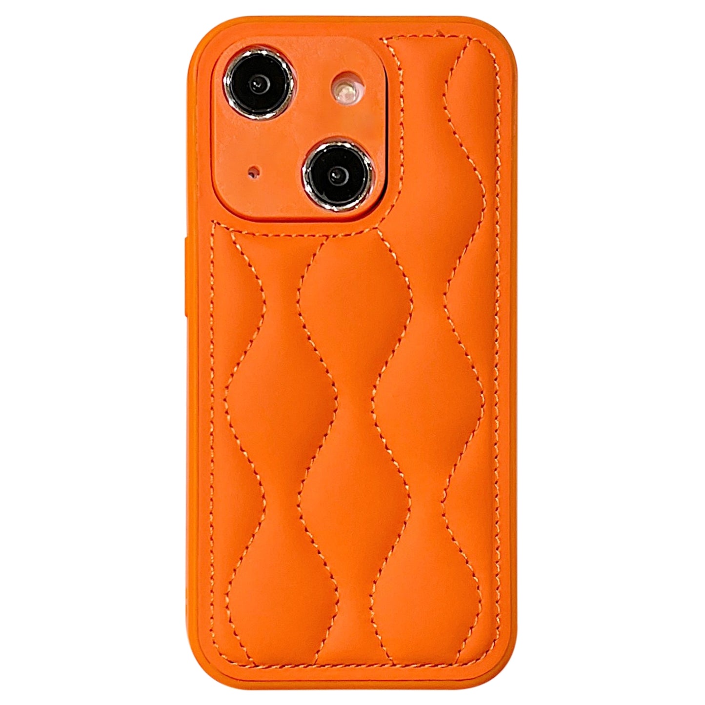 ELECTROPRIME For iPhone 15 Fine Hole 8-shaped Texture Eiderdown Airbag Phone Case(Orange)
