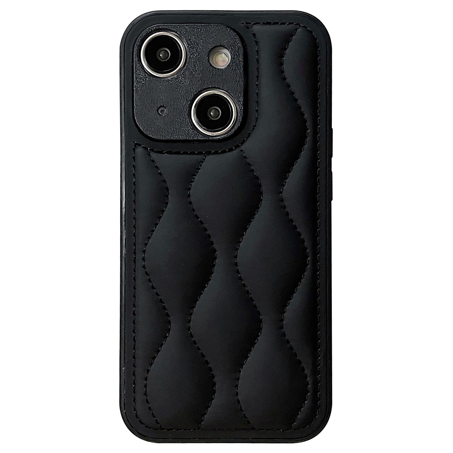 ELECTROPRIME For iPhone 15 Fine Hole 8-shaped Texture Eiderdown Airbag Phone Case(Black)