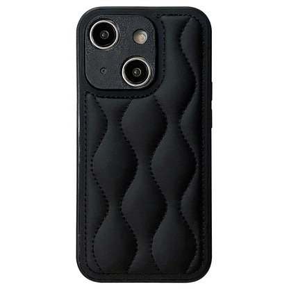 ELECTROPRIME For iPhone 15 Fine Hole 8-shaped Texture Eiderdown Airbag Phone Case(Black)