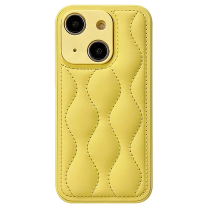 ELECTROPRIME For iPhone 15 Fine Hole 8-shaped Texture Eiderdown Airbag Phone Case(Yellow)
