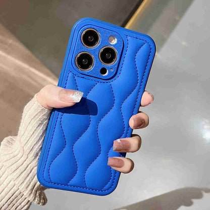 ELECTROPRIME For iPhone 15 Fine Hole 8-shaped Texture Eiderdown Airbag Phone Case(Blue)