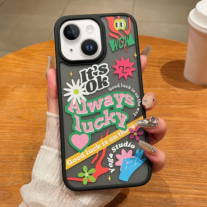 ELECTROPRIME For iPhone 15 Trendy Graffiti Noctilucent Phone Cases(Lucky)