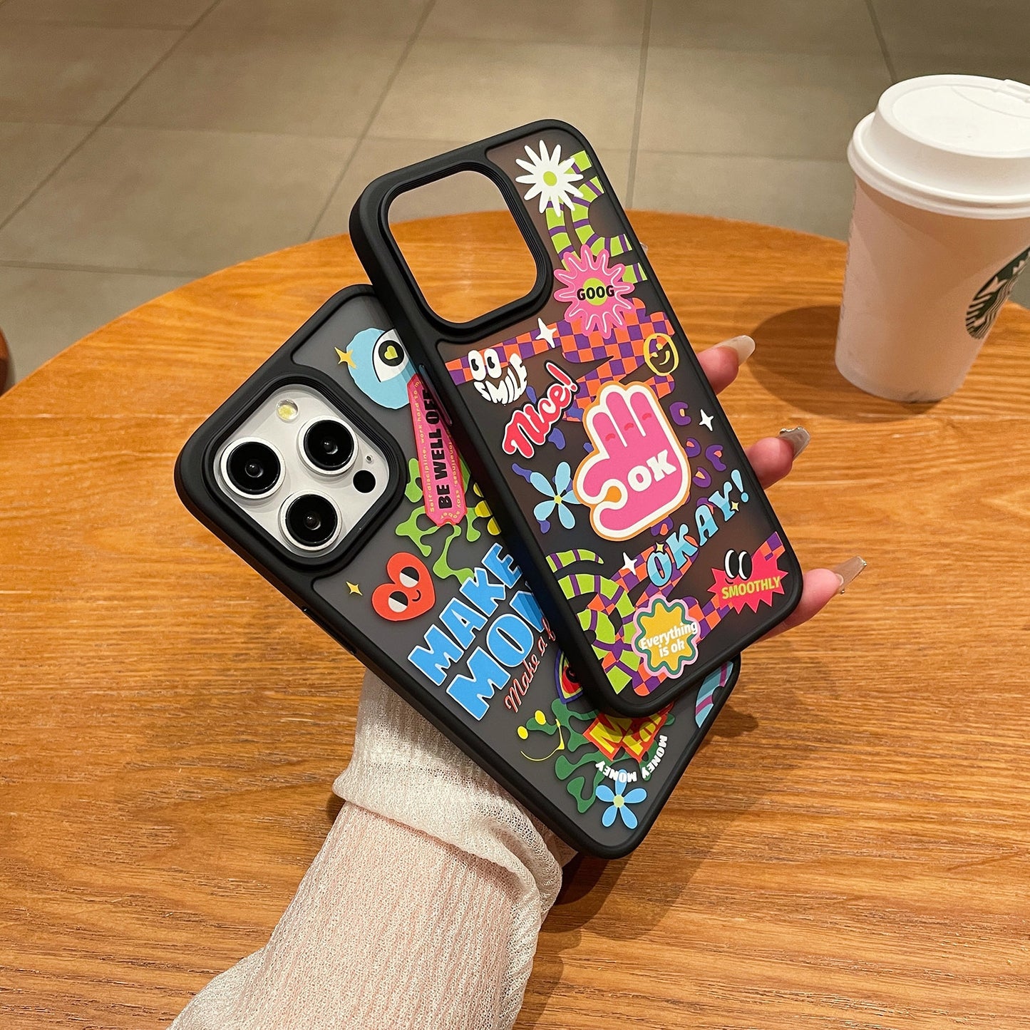 ELECTROPRIME For iPhone 15 Trendy Graffiti Noctilucent Phone Cases(Heart)