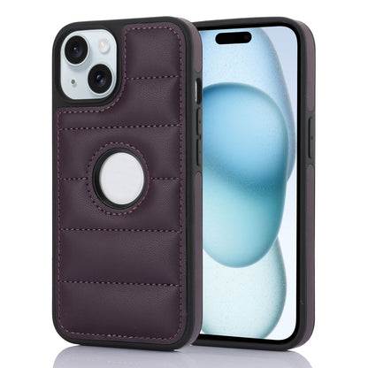 ELECTROPRIME For iPhone 15 Plus Piano Key Hollow Cutout PU Phone Case(Dark Purple)