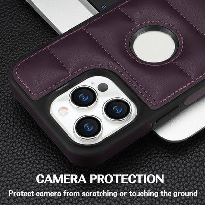 ELECTROPRIME For iPhone 15 Plus Piano Key Hollow Cutout PU Phone Case(Dark Purple)