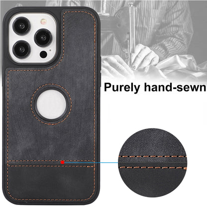 ELECTROPRIME For iPhone 15 Plus Splicing Sewing Hollow Cutout PU Phone Case(Black)