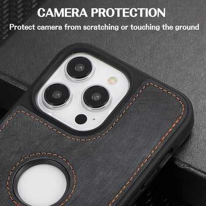 ELECTROPRIME For iPhone 15 Plus Splicing Sewing Hollow Cutout PU Phone Case(Black)