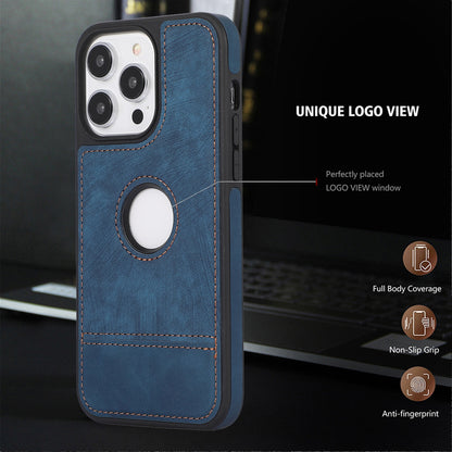 ELECTROPRIME For iPhone 15 Splicing Sewing Hollow Cutout PU Phone Case(Blue)