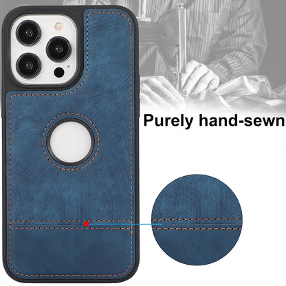 ELECTROPRIME For iPhone 15 Splicing Sewing Hollow Cutout PU Phone Case(Blue)