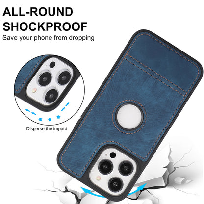ELECTROPRIME For iPhone 15 Splicing Sewing Hollow Cutout PU Phone Case(Blue)
