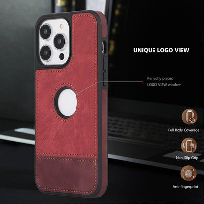 ELECTROPRIME For iPhone 15 Splicing Sewing Hollow Cutout PU Phone Case(Red)