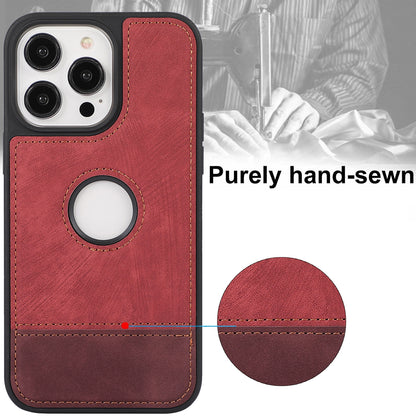 ELECTROPRIME For iPhone 15 Splicing Sewing Hollow Cutout PU Phone Case(Red)